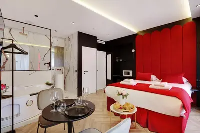 Un ou plusieurs lits dans un hébergement de l'établissement Luxurious private room - 2P - Les Halles
