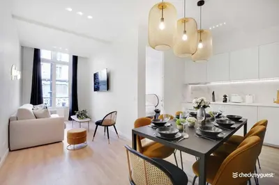 Coin salon dans l'établissement Charming apartment - 3BR-8P - Le Marais