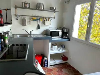 Cuisine ou kitchenette dans l'établissement Le Penthouse Picardie