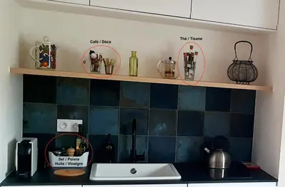 Cuisine ou kitchenette dans l'établissement Chambre d'hôtes confort et charme Paris 9eme