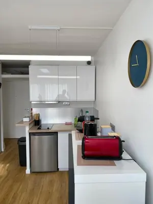 Cuisine ou kitchenette dans l'établissement Appartement T1 Proche Paris à 1min du métro 14