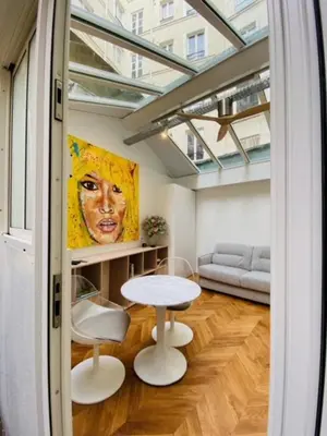 Coin salon dans l'établissement Warm 18m ideal for couple in Paris