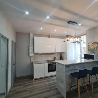 Cuisine ou kitchenette dans l'établissement Appartement très lumineux porte de Saint-Cloud - F3 avec suite parentale