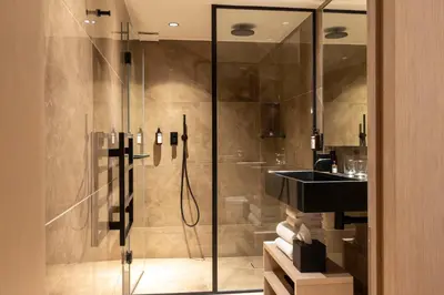 Salle de bains dans l'établissement Hôtel Esté