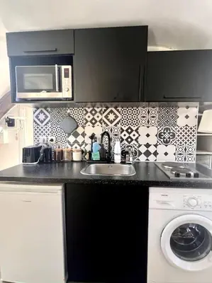 Cuisine ou kitchenette dans l'établissement Cosy studio next to the Champs-Élysées avenue!