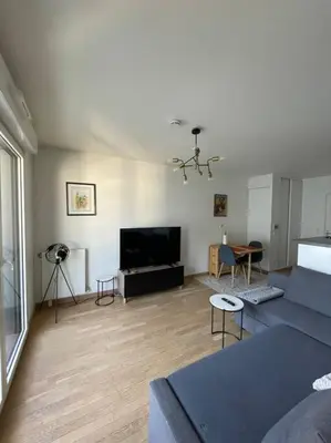 Télévision ou salle de divertissement dans l'établissement Cosy apart with balcony Eiffel Tower view