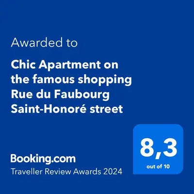 Certificat, récompense, panneau ou autre document affiché dans l'établissement Chic Apartment on the famous shopping Rue du Faubourg Saint-Honoré street