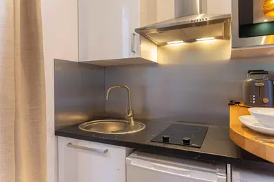 Cuisine ou kitchenette dans l'établissement Lovely studio -Center of Paris