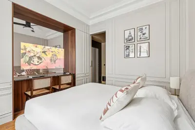 Un ou plusieurs lits dans un hébergement de l'établissement Interior Design - Apartment 6P-2BR - Tour Eiffel