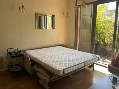 Un ou plusieurs lits dans un hébergement de l'établissement Terrasse Zen - Confort Nature & Accessibilité - 4 personnes - Parking gratuit - 20 min de Paris