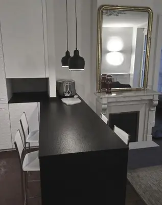Cuisine ou kitchenette dans l'établissement Air conditioning Paris central stylish apartment